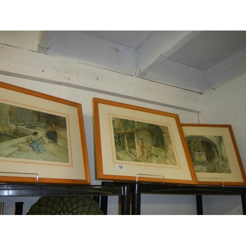 725 - Three good pine framed and glazed Russell Flint prints, COLLECT ONLY.