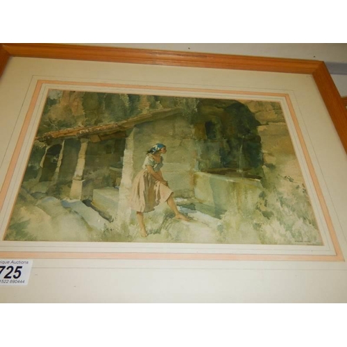 725 - Three good pine framed and glazed Russell Flint prints, COLLECT ONLY.