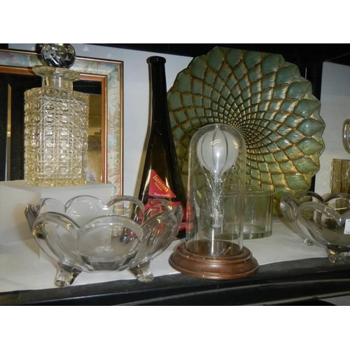 726 - A mixed lot of glass ware including good hobnail cut decanter. COLLECT ONLY.