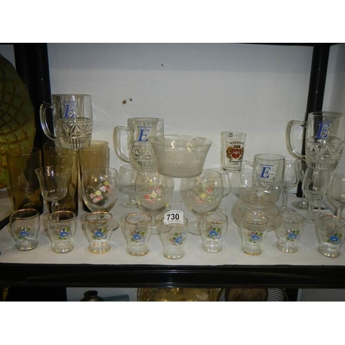 730 - A shelf of good glass ware, COLLECT ONLY.