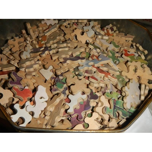 736 - A shelf of old wooden jigsaw puzzles, completeness unknown