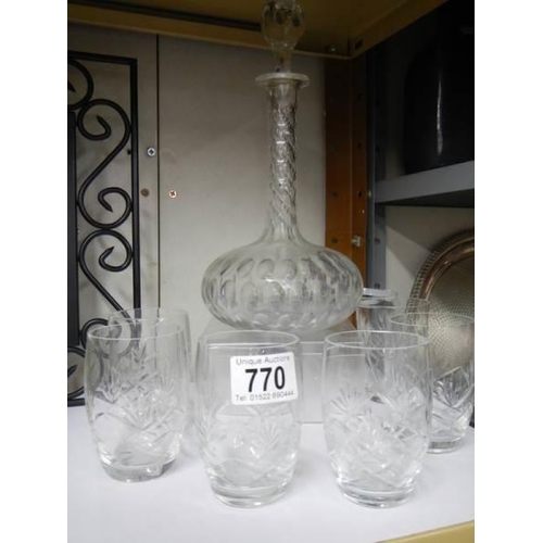 770 - A 20th century decanter and a quantity of glasses. COLLECT ONLY