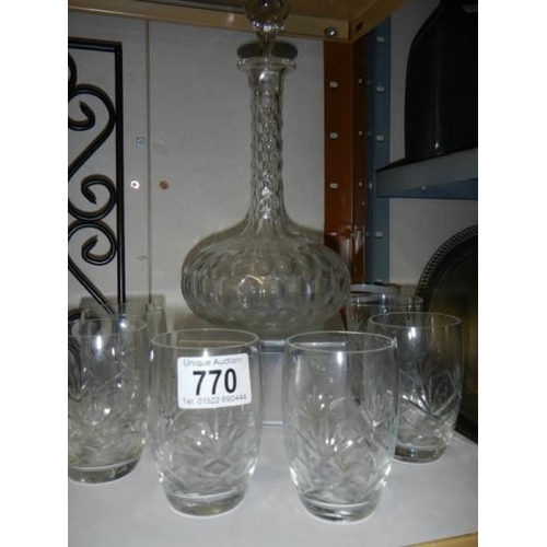 770 - A 20th century decanter and a quantity of glasses. COLLECT ONLY