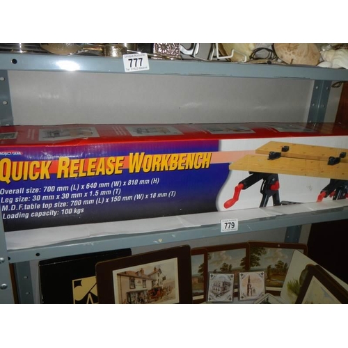 779 - A new quick release work bench. COLLECT ONLY.