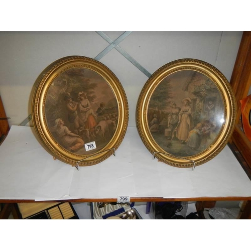 798 - A pair of framed and glazed late Victorian oval engravings.