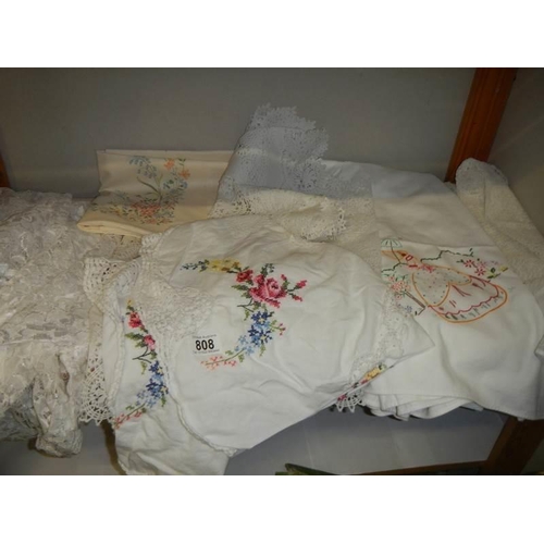 808 - A mixed lot of embroidered linen.