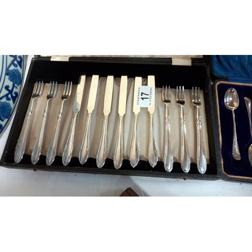 17 - 2 vintage cased EPNS cutlery sets