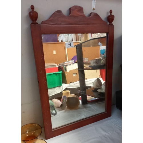 27 - A pine framed mirror - 42cm x 60cm.  COLLECT ONLY