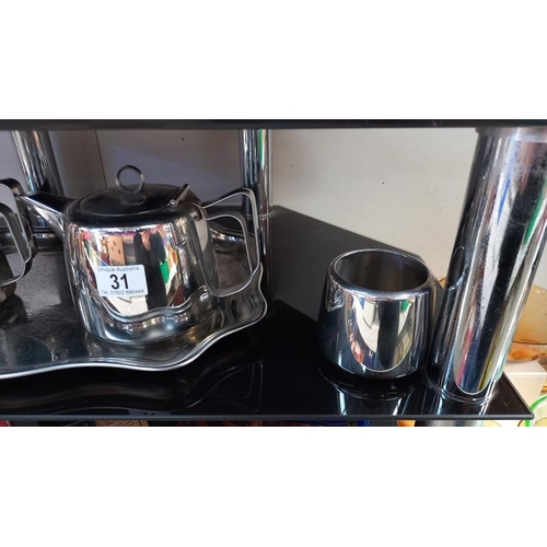 31 - A Swan brand tea set (teapot, hot water, milk & sugar) & a tray