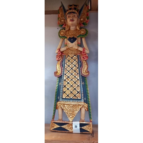 59 - 2 hand painted oriental carvings - 100cm high. COLLECT ONLY