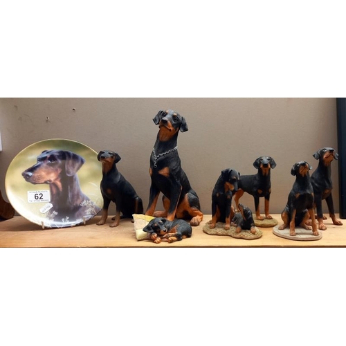 62 - A quantity of Doberman figures, 1 by Country Artists, 3 by Sherratt & Simpson, 1 unnamed, 2 by Borde... 