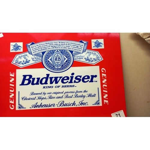 71 - A retro Budweiser advertising mirror - 40cm x 30cm. COLLECT ONLY