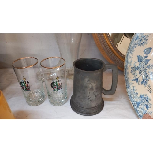 112 - A frog mug, beer tankards & steins, large Haake-beck glass boot etc. COLLECT ONLY