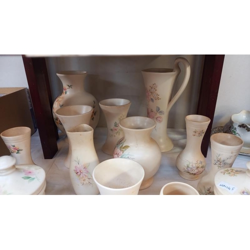 118 - A quantity of Aldridge & Co pottery vases & trinkets pots etc.