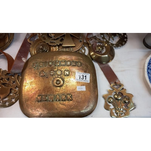 131 - A T. Richmond & Son Newark bronze cover plate & a quantity of Victorian/Edwardian horse brasses