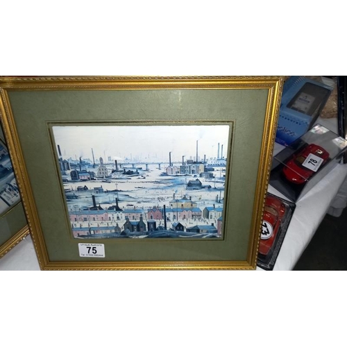 75 - 3 gilt framed Lowry prints