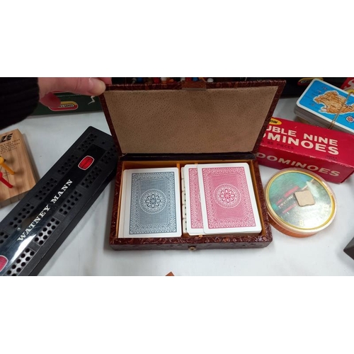 80 - A large lot of vintage playing cards & games include cribbage & dominoes etc.