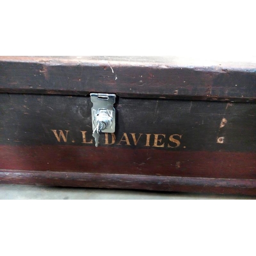 92 - A Victorian pine tool trunk. COLLECT ONLY