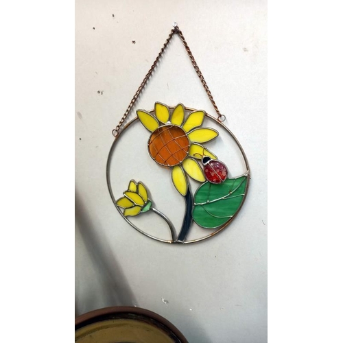 97 - 5 metal garden wall hangings of Peacock & bumble bees etc. COLLECT ONLY