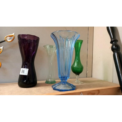 98 - 4 art glass vases