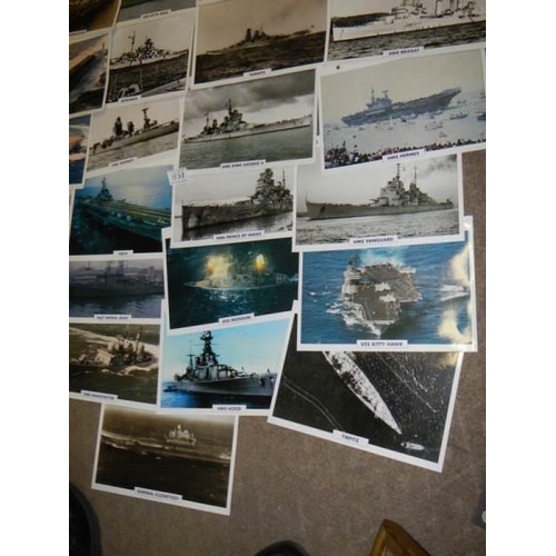 831 - Approximately 30 old images of battleships.