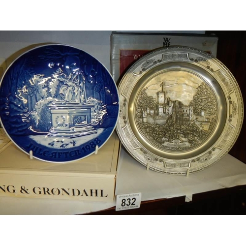 832 - A Copenhagen Hans Christian Anderson plate and a WMF Jahresteller 1990 plate.