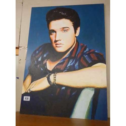 838 - A large portrait on card of Elvis Presley. COLLECT ONLY.