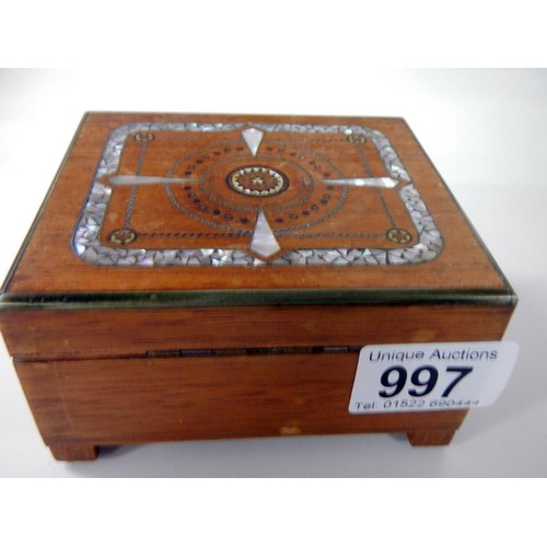 997 - An inlaid music box with Mother of Pearl inlay