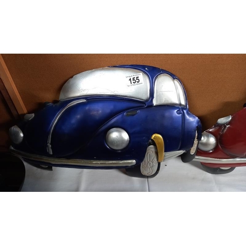 155 - 2 VW Beetle metal wall art hangings COLLECT ONLY