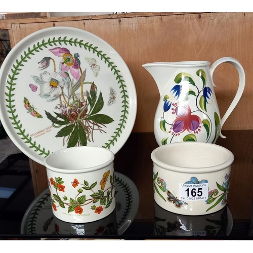 165 - A Port Meirion jug, cake plate, 3 pots plus a Minton cake stand