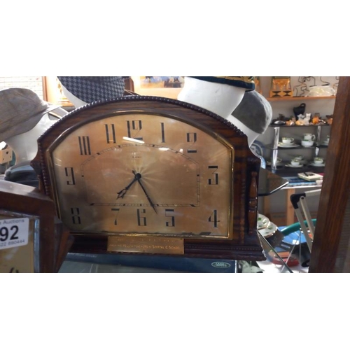 192 - 2 x 1930's oak mantle 8 day clocks in working order