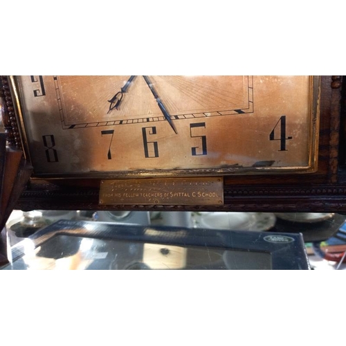 192 - 2 x 1930's oak mantle 8 day clocks in working order