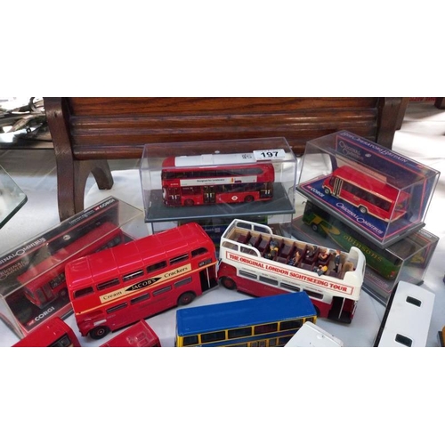 197 - A quantity of diecast bus and coach models, mostly Corgi