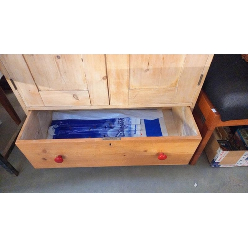 203 - A reclaimed pine cupboard with shelves and drawer 87cm x 42cm x height 155cm