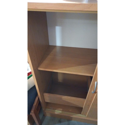 212 - A pine effect office cupboard 94cm x 40cm x 104cm