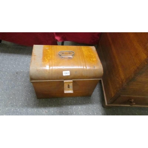 1563 - A small dome top tin trunk, COLLECT ONLY.