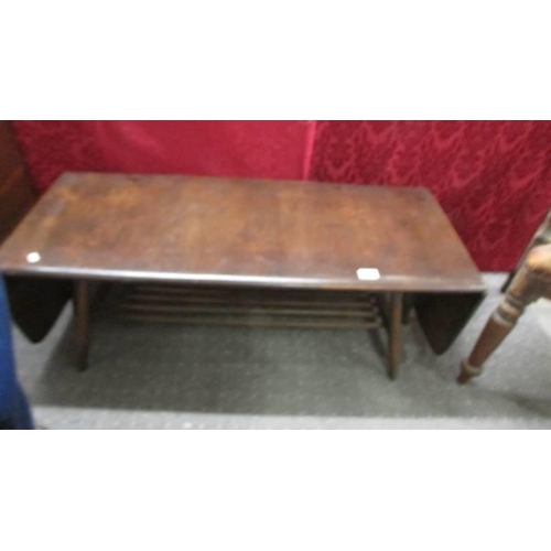 1565 - A retro oak drop side coffee table, COLLECT ONLY.