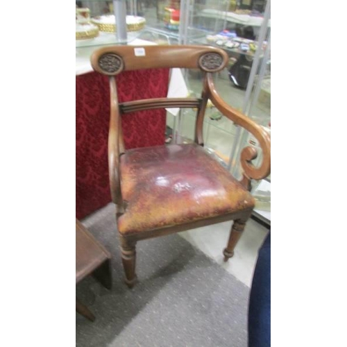 1566 - A mahogany elbow chair, COLLECT ONLY.