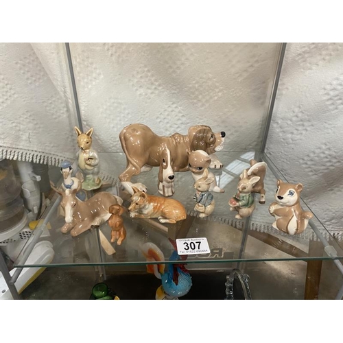 307 - A quantity of Szeiler pottery animals and a Branksoms corgi