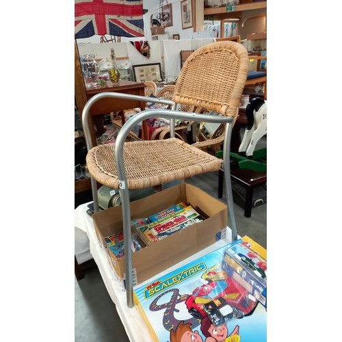 230 - A metal framed wicker chair (COLLECT ONLY)