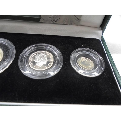 2043 - A cased silver proof 2003 Britannia collection coin set.