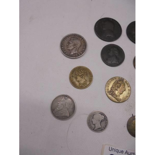 2060 - A mixed lot of early coins and tokens including Victoria, George III etc.,