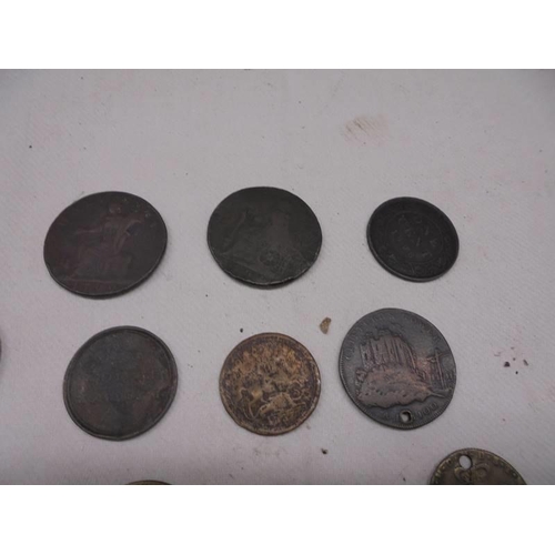 2060 - A mixed lot of early coins and tokens including Victoria, George III etc.,