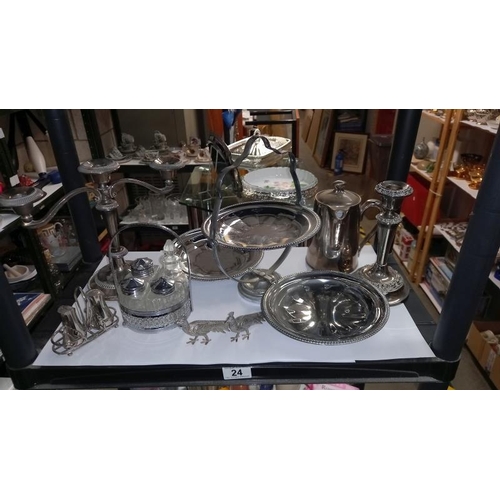 24 - A Quantity of Silver Plate Including metamorphic Cake Stand