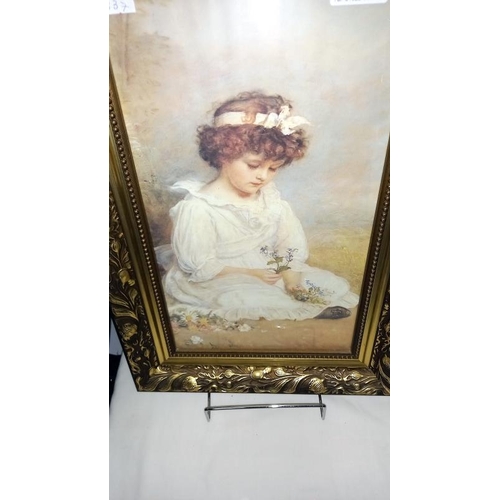 28 - A Print of Young Girl in a Lovely Gilt Frame