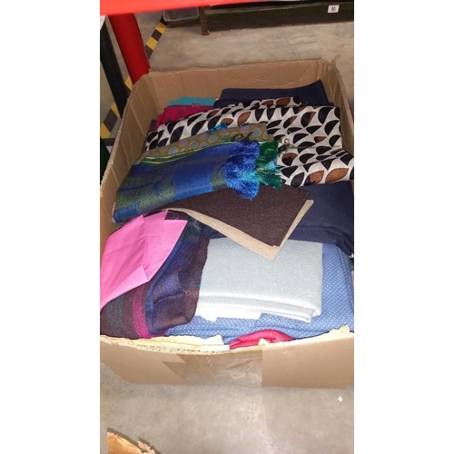 37 - Three boxes of assorted fabrics.