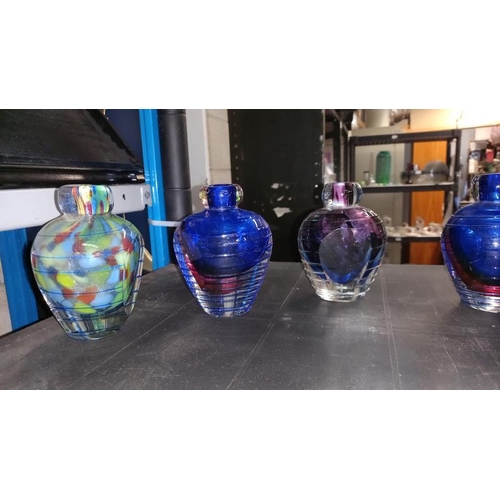 59 - A Selection of 7 Coloured Art Glass Bud Vases