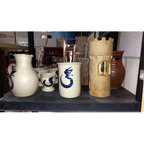 78 - A Studio Pottery Drinks set and Vases