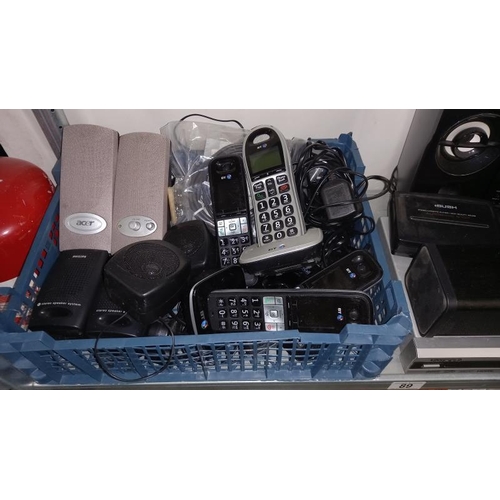 89 - A Mixed Lot Including DVD Player, Speakers, Telephones, Sony Cassette Player etc