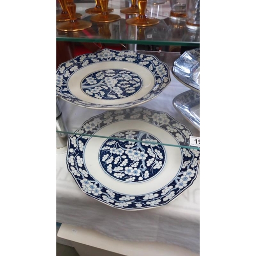 190 - 2 Blue and White Meat Plates and two Booths Plum Blossom plates